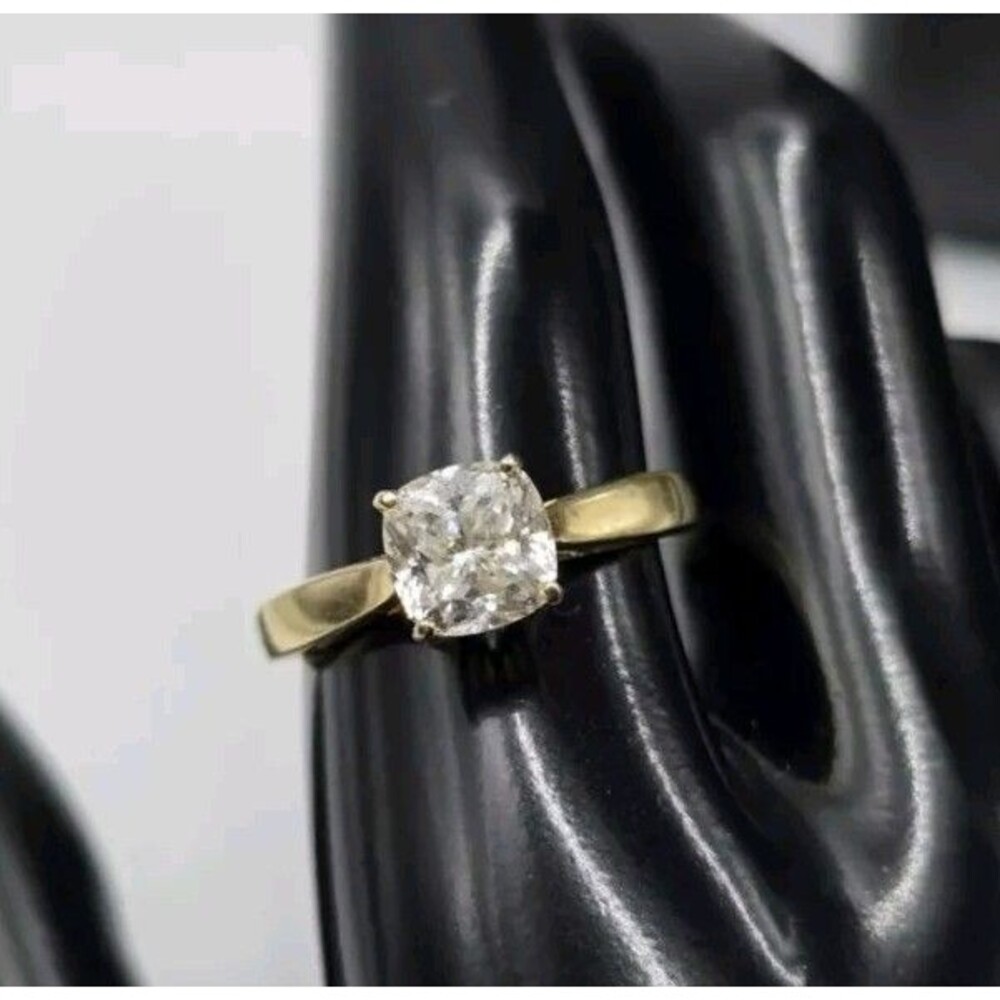 2.36 CT Cushion Cut Colorless Moissanite Solitaire Engagement Ring Size 10.25